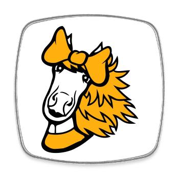Horse Girl Female Cute Pretty Bow Woman - Square fridge magnet - white - Front