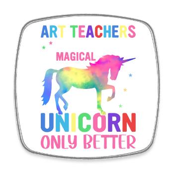 Colorful Unicorn Art That Teachers Love - Square fridge magnet - white - Front