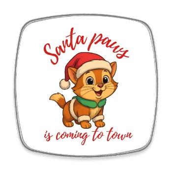Santa Paws kommt - Viereckiger Kühlschrankmagnet - Weiß - Vorne
