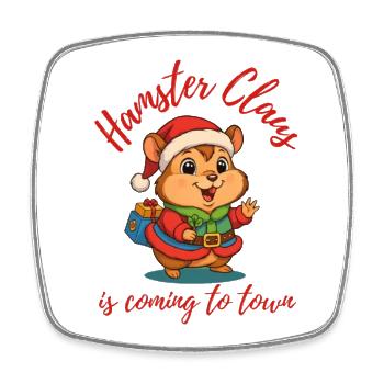 Hamster Claus - Viereckiger Kühlschrankmagnet - Weiß - Vorne