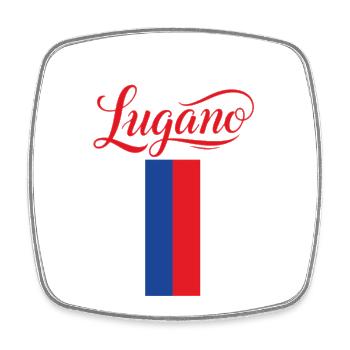 Lugano Ticino Flag Design for Fans - Square fridge magnet - white - Front