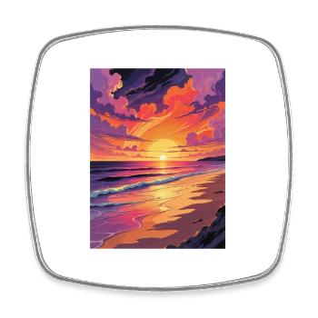 Coucher de soleil tropical sur Art Beach - Magnet carré - blanc - Devant