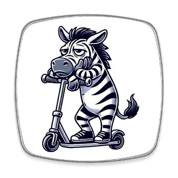 Lustiges Zebra Langeweile Genervt Cartoon Roller - Viereckiger Kühlschrankmagnet - Weiß - Vorne