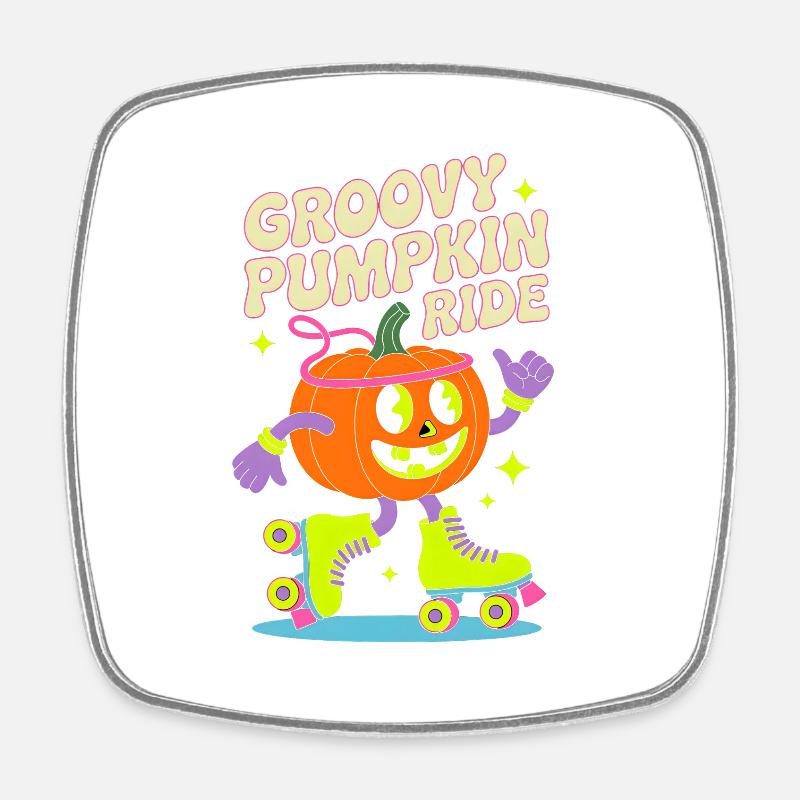 Groovy Pumpkin Inline Skate - Square fridge magnet - white