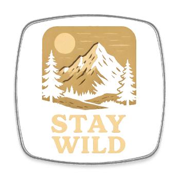 Wilderness Mountains with Moon and Trees - Square fridge magnet - white - Front