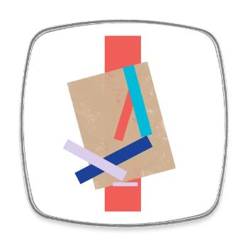 Abstract geometry motif in pastel colors - Square fridge magnet - white - Front