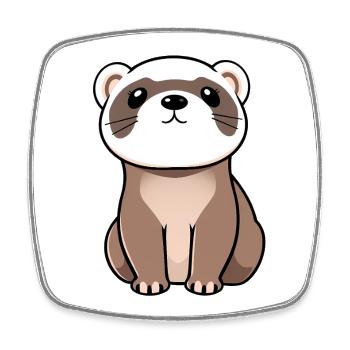 Furet - Magnet carré - blanc - Devant