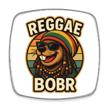 Reggae Bobr – Rasta-Biber - Magnet carré - blanc - Devant