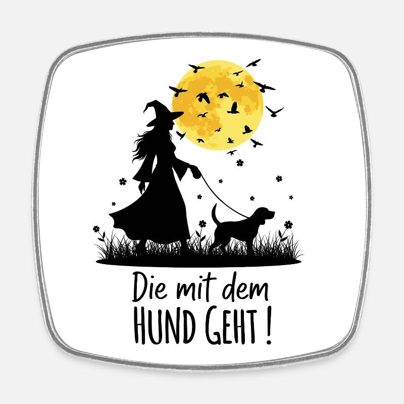 Die mit dem Beagle geht ! - Viereckiger Kühlschrankmagnet - Weiß