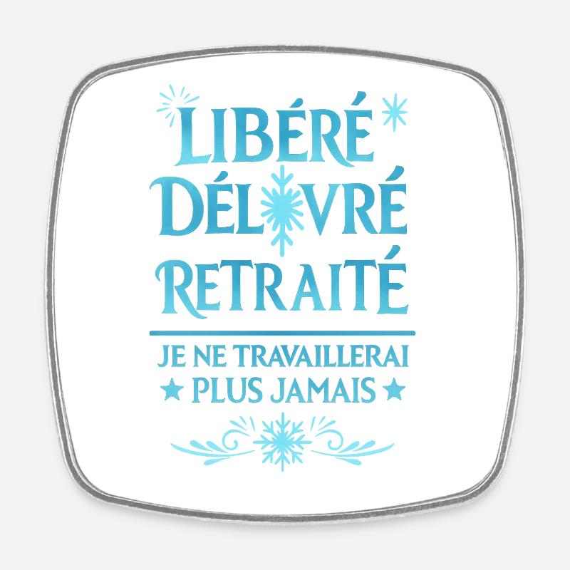 Released, Delivered, Retired - Square fridge magnet - white