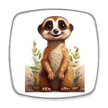 Cute Meerkat Cartoon Design - Square fridge magnet - white - Front