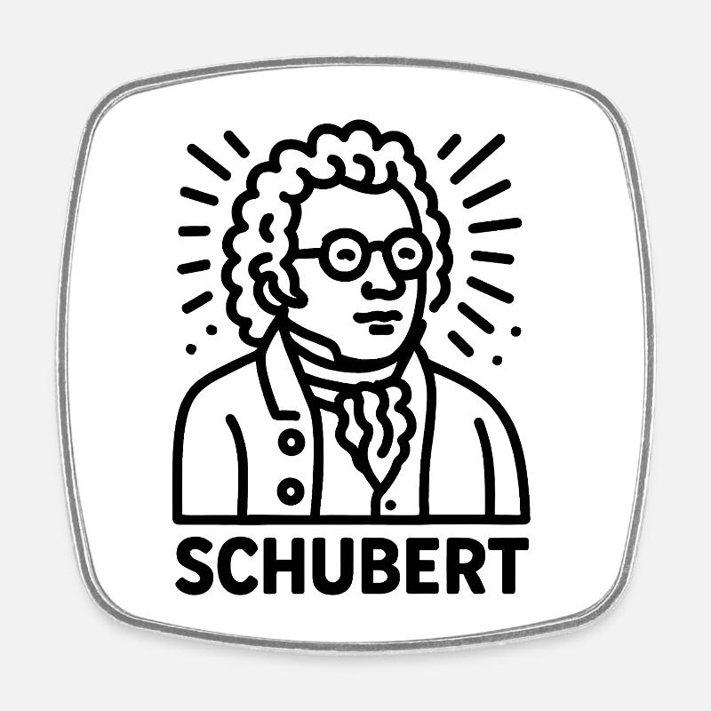 Franz Schubert - Viereckiger Kühlschrankmagnet - Weiß