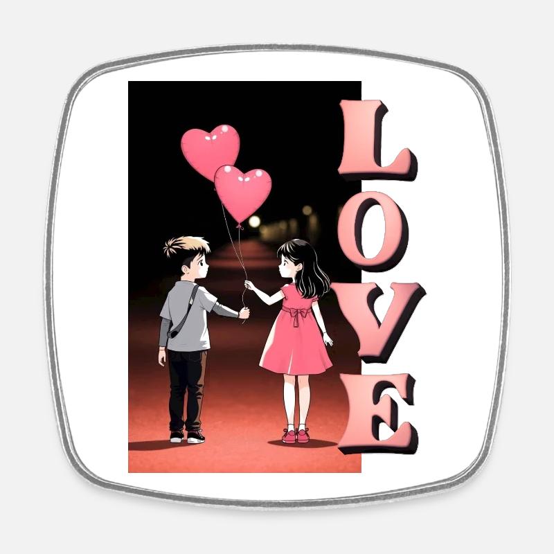 Romantic Night Love Illustration - Square fridge magnet - white