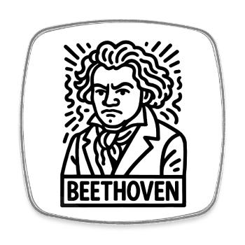 Ludwig van Beethoven - Square fridge magnet - white - Front