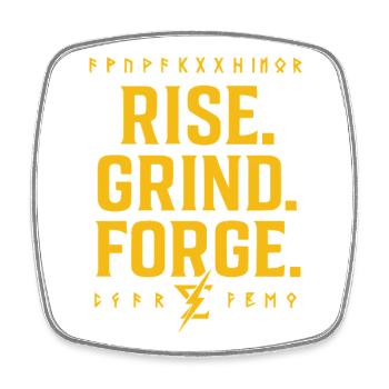 Rise Grind Forge – Motivation T-Shirt - Viereckiger Kühlschrankmagnet - Weiß - Vorne
