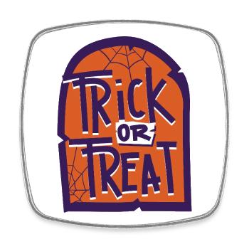 Trick or Treat Halloween Grabstein - Viereckiger Kühlschrankmagnet - Weiß - Vorne