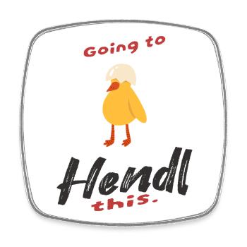 Handel-Design mit Huhn und Humor - Viereckiger Kühlschrankmagnet - Weiß - Vorne