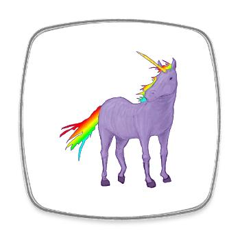 Licorne robe violette et crinière arc-en-ciel - Viereckiger Kühlschrankmagnet - Weiß - Vorne