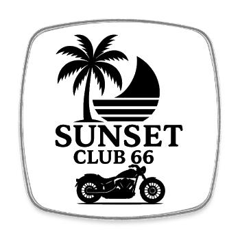 Sunset Club 66 - Bike  - Viereckiger Kühlschrankmagnet - Weiß - Vorne