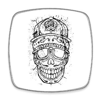 Cool Skull – Bold Distressed Tattoo Style - Square fridge magnet - white - Front