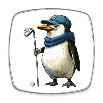 Pinguine Golf - Viereckiger Kühlschrankmagnet - Weiß - Vorne
