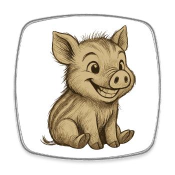 Drôle de bébé sanglier – Cartoon Porcelet - Magnet carré - blanc - Devant