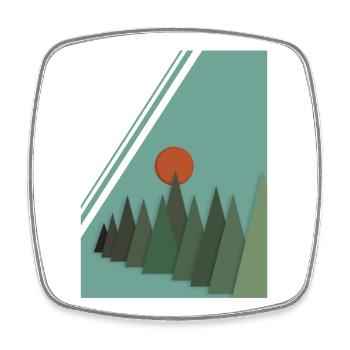 Abstrakte Berglandschaft mit roter Sonne - Viereckiger Kühlschrankmagnet - Weiß - Vorne