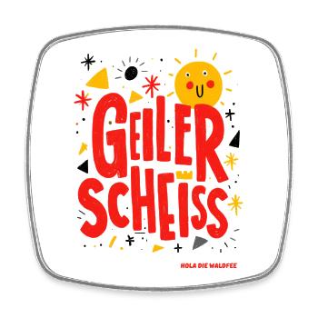 Lustiges Sonnengesicht mit Kraftausdruck - Viereckiger Kühlschrankmagnet - Weiß - Vorne