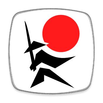 Abstraktes Bild mit Samurai Rot Schwarz - Viereckiger Kühlschrankmagnet - Weiß - Vorne