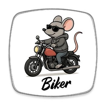 Moto souris - Magnet carré - blanc - Devant
