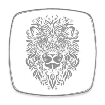 Lion Mandala Face Lion Head Floral - Square fridge magnet - white - Front