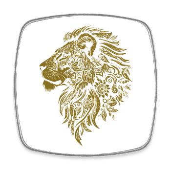Lion Mandala Face Lion Head Tribal - Square fridge magnet - white - Front