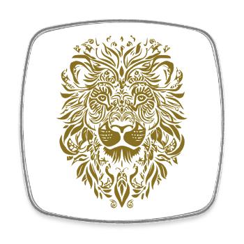 Lion Mandala Face Lion Head Floral - Square fridge magnet - white - Front