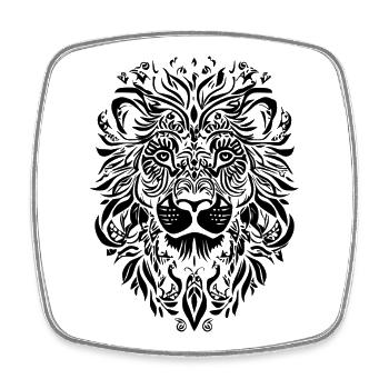 Löwe Mandala Gesicht - Viereckiger Kühlschrankmagnet - Weiß - Vorne