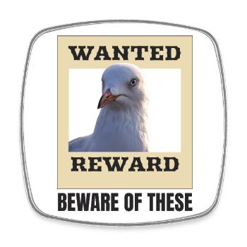 Humoristique Seagull Wanted Poster - Magnet carré - blanc - Devant