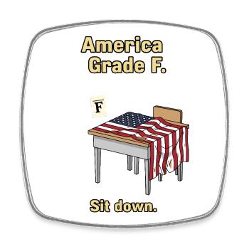Critical America Illustration with Flag - Square fridge magnet - white - Front