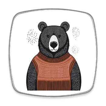 Cozy bear - Square fridge magnet - white - Front
