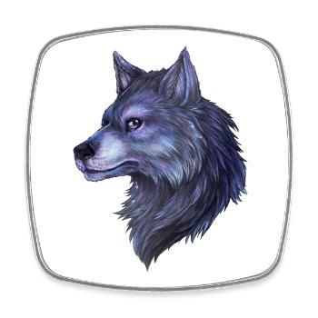 Mystical wolf hand drawn great night motif - Square fridge magnet - white - Front