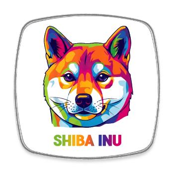 Shiba Inu Pop Art – buntes Portrait für Hundefans - Viereckiger Kühlschrankmagnet - Weiß - Vorne
