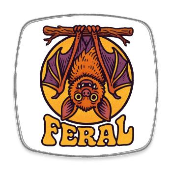 Feral Bat Icon T-Shirt Design - Square fridge magnet - white - Front