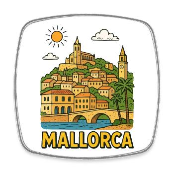Farbige Stadtlandschaft von Mallorca - Viereckiger Kühlschrankmagnet - Weiß - Vorne