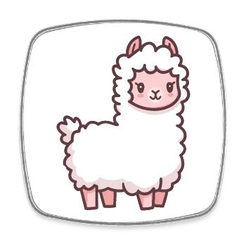 Cute Llama Cartoon - Square fridge magnet - white - Front