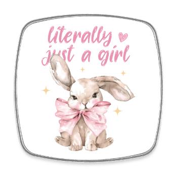 Just a Girl Coquette Shirt – Girly Top - Square fridge magnet - white - Front