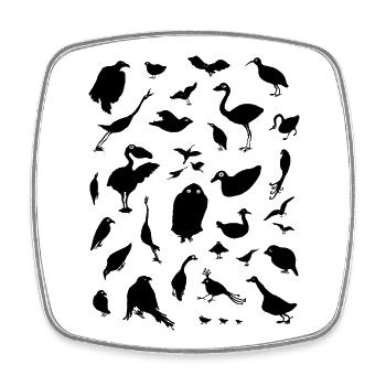 oiseaux - Magnet carré - blanc - Devant
