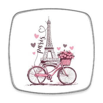 Paris Eiffelturm Fahrrad Herzen Blumen Frankreich - Viereckiger Kühlschrankmagnet - Weiß - Vorne