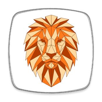 Tête de lion géométrique - Magnet carré - blanc - Devant