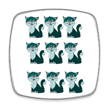 Verspielte Katzenillustration in Collage-Optik - Viereckiger Kühlschrankmagnet - Weiß - Vorne