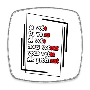 Humorous Electoral Commitment Poster - Square fridge magnet - white - Front