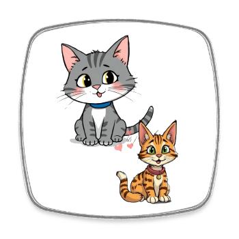 Playful cats on cute design - Square fridge magnet - white - Front