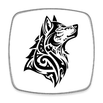 Wolf Tribal Tattoo - Square fridge magnet - white - Front